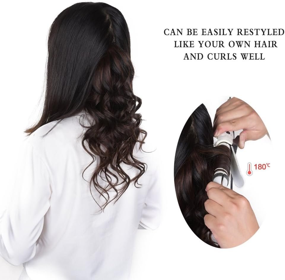 12 inches Clip in Hair Extensions Remy Human Hair - 70g 7pcs 16 Clips Straight Thick 100% Real Human Hair Extensions for Women Dark Brown #2 Color