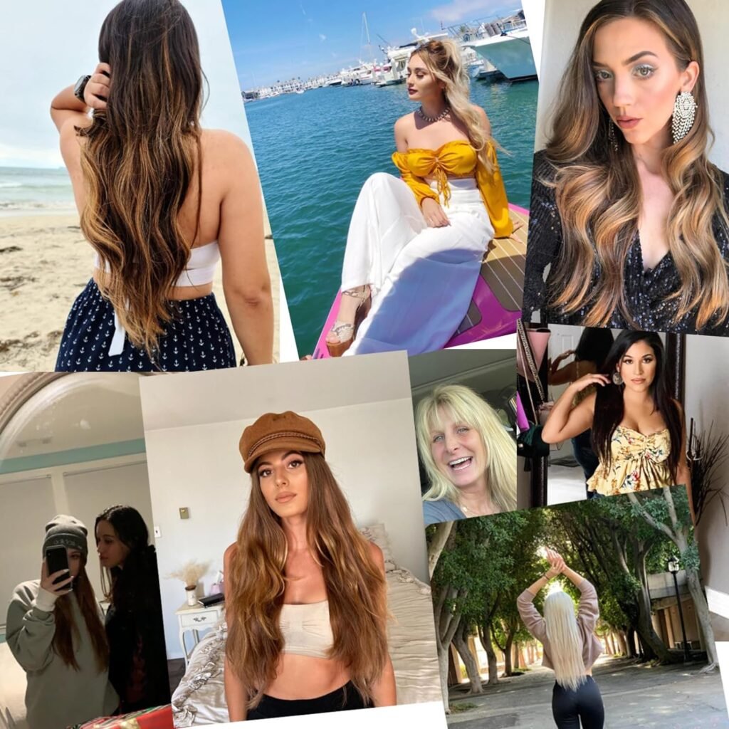 220g 22 inch Clip in Hair Extensions Human Hair, Piano Color Dirty Blonde with Platinumb Blonde Highlights P8-60 10 pieces 21 clips