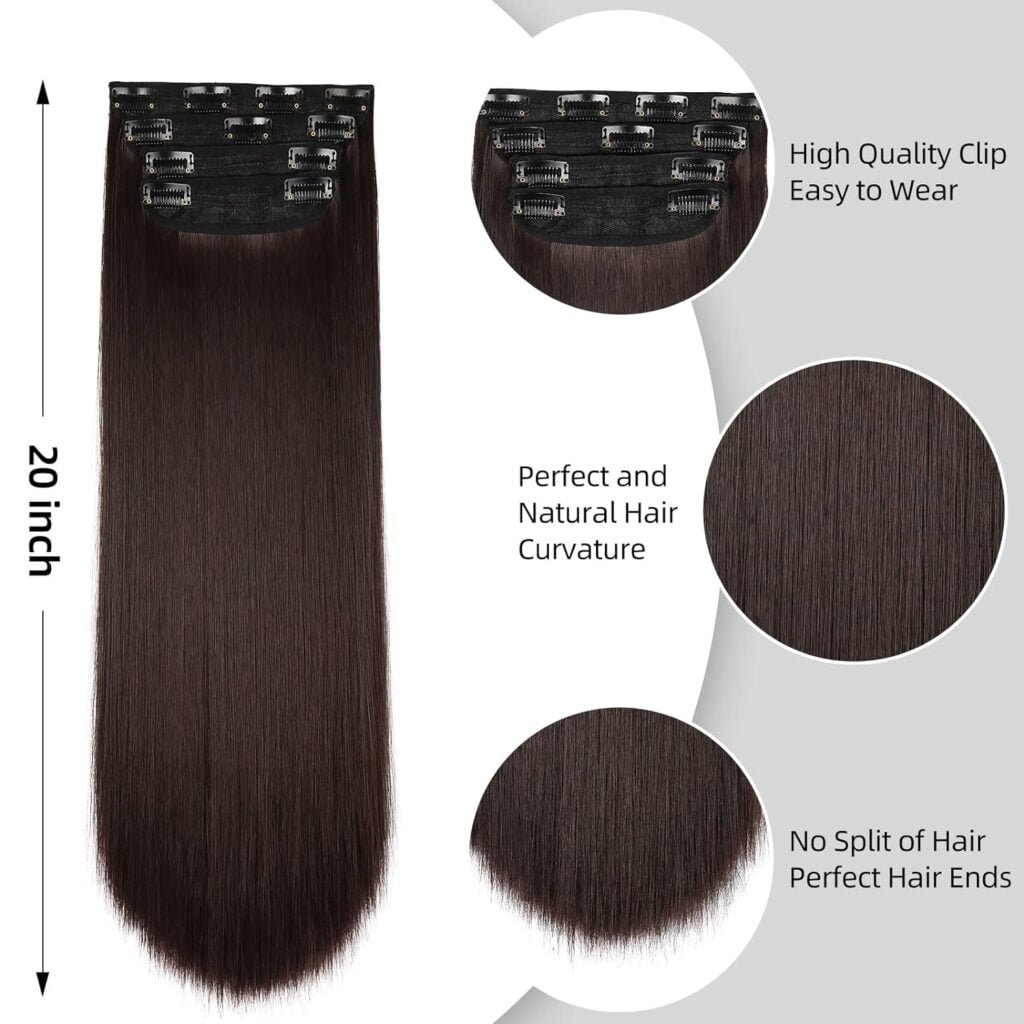4PCS Clip in Hair Extensions Honey Blonde Mixed Light Brown 20 Inch Long Wavy Synthetic Hair Extensions (4pcs, 20Inch, 22H10#)