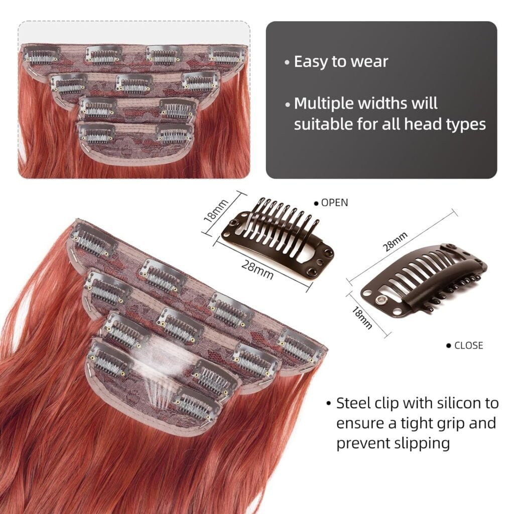 4PCS Clip in Hair Extensions Honey Blonde Mixed Light Brown 20 Inch Long Wavy Synthetic Hair Extensions (4pcs, 20Inch, 22H10#)