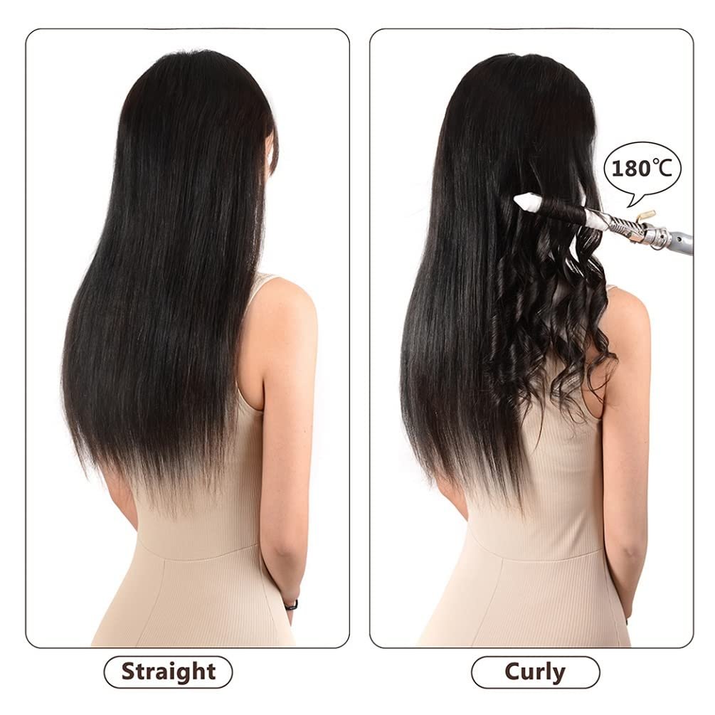 5 Pieces 14 Remy Clip in Hair Extensions Human Hair Natural Black to Chestnut Brown Highlight Black Ombre - Silky Straight Short Thick Real Hair Extensions for Women (14 inches, #(1BT6) P1B, 70grams)