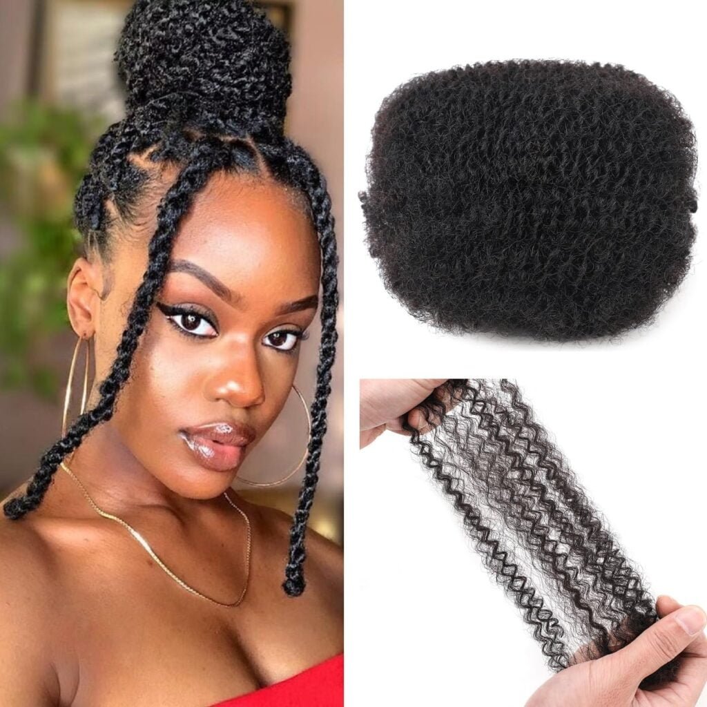 Afro Kinkys Bulk Human Hair 16 Inch 30g/Bundle Black 16 Inch Afro Kinky Bulk 100% Human Hair Afro Kinky Hair Bleach Before Dyeing(30 Gram Each Package)