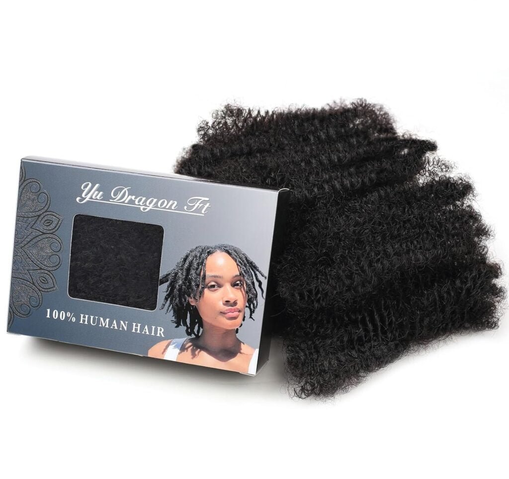 Afro Kinkys Bulk Human Hair 16 Inch 30g/Bundle Black 16 Inch Afro Kinky Bulk 100% Human Hair Afro Kinky Hair Bleach Before Dyeing(30 Gram Each Package)