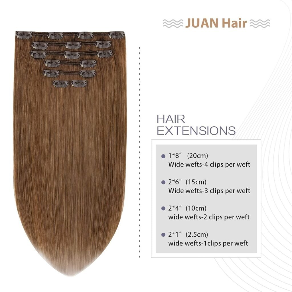 Aison Dark Brown Clip in Hair Extensions Real Human Hair 70G 100% Remy Human Hair Clip in Extensions Soft Silky Straight for Fashion Women 7pcs 16clips 18 Inch Brown Hair Extensions