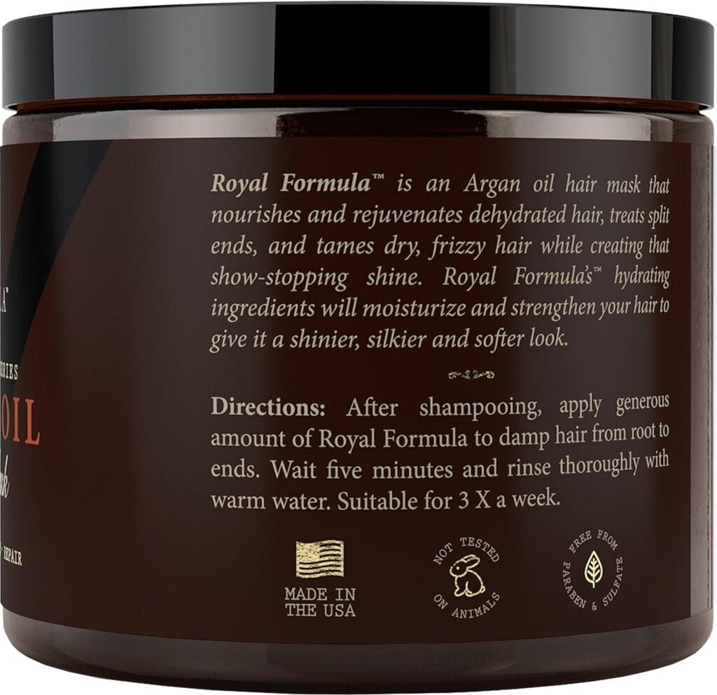 Argan Oil Hair Mask, 100% Organic Argan  Almond Oils - Deep Conditioner, Repair Dry Damaged, Color Treated  Bleached Hair - Hydrates  Stimulates Hair Growth, 8 Oz