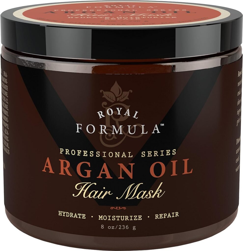 Argan Oil Hair Mask, 100% Organic Argan  Almond Oils - Deep Conditioner, Repair Dry Damaged, Color Treated  Bleached Hair - Hydrates  Stimulates Hair Growth, 8 Oz