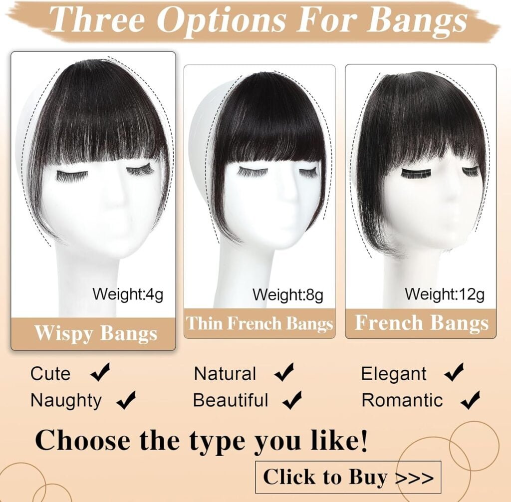 Bangs Hair Clip in Bangs 100% Real Human Hair Extensions Wispy Bangs Fringe with Temples Flat Neat Fake Air Hairpieces for Women Daily Wear Brown Black