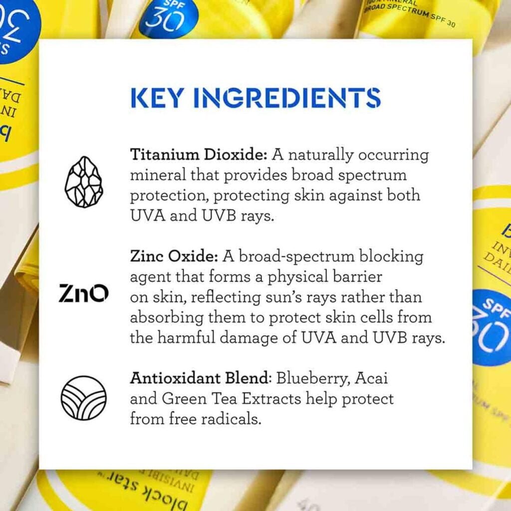 Bliss Block Star SPF 30 Invisible Daily Tinted Sunscreen with Zinc Oxide, Sunscreen  Makeup Primer - 100% Mineral Broad Spectrum Sunscreen with Titanium Dioxide and Antioxidant Blend,- 1.4 fl oz.