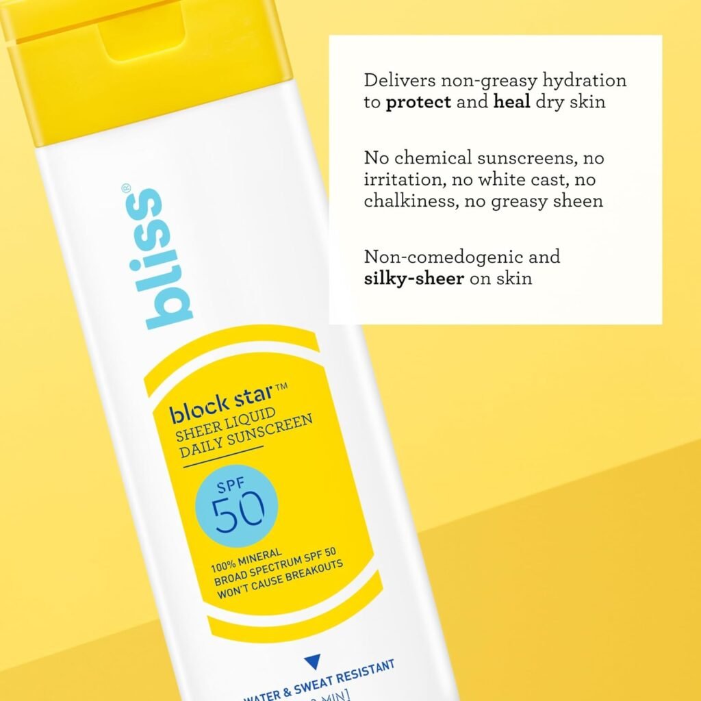 Bliss Block Star SPF 30 Invisible Daily Tinted Sunscreen with Zinc Oxide, Sunscreen  Makeup Primer - 100% Mineral Broad Spectrum Sunscreen with Titanium Dioxide and Antioxidant Blend,- 1.4 fl oz.