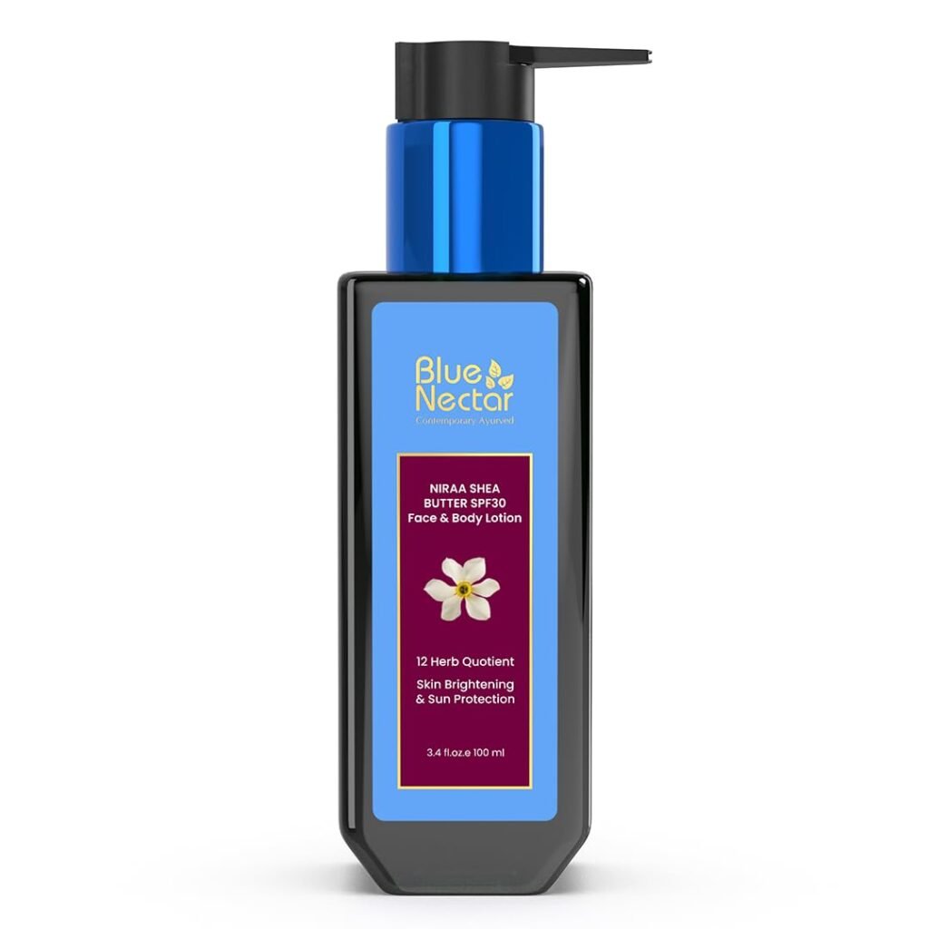 Blue Nectar Cocoa Butter Nargis Body Sunscreen Lotion with SPF 30 PA ++ - No Parabens, Silicones, Mineral Oil, Color (10 Herbs, 3.38 Fl oz)