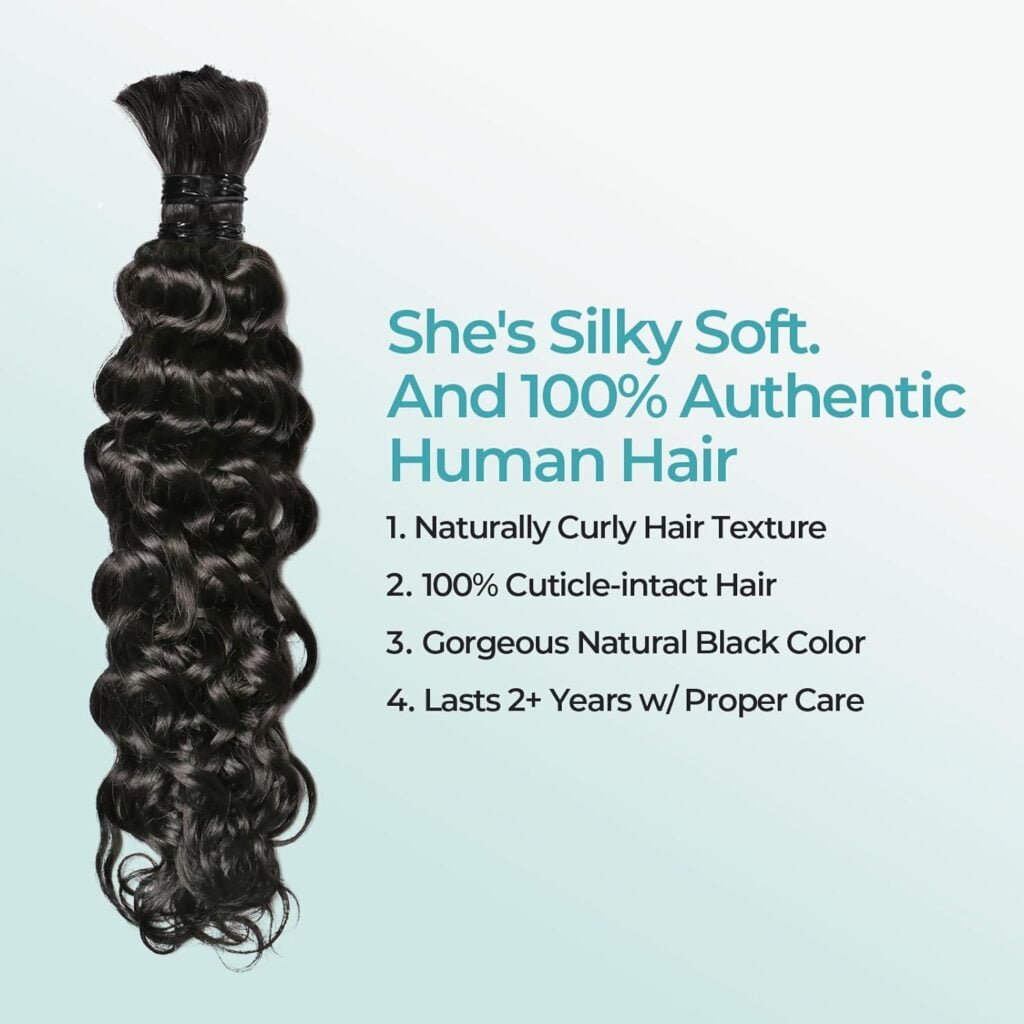 Boho Braids Human Hair for Bohemian Knotless Braids Braiding Hair Wet and Wavy Deep Wave Bulk No Weft 2 Bundles 100g 22 Inch Natural Black