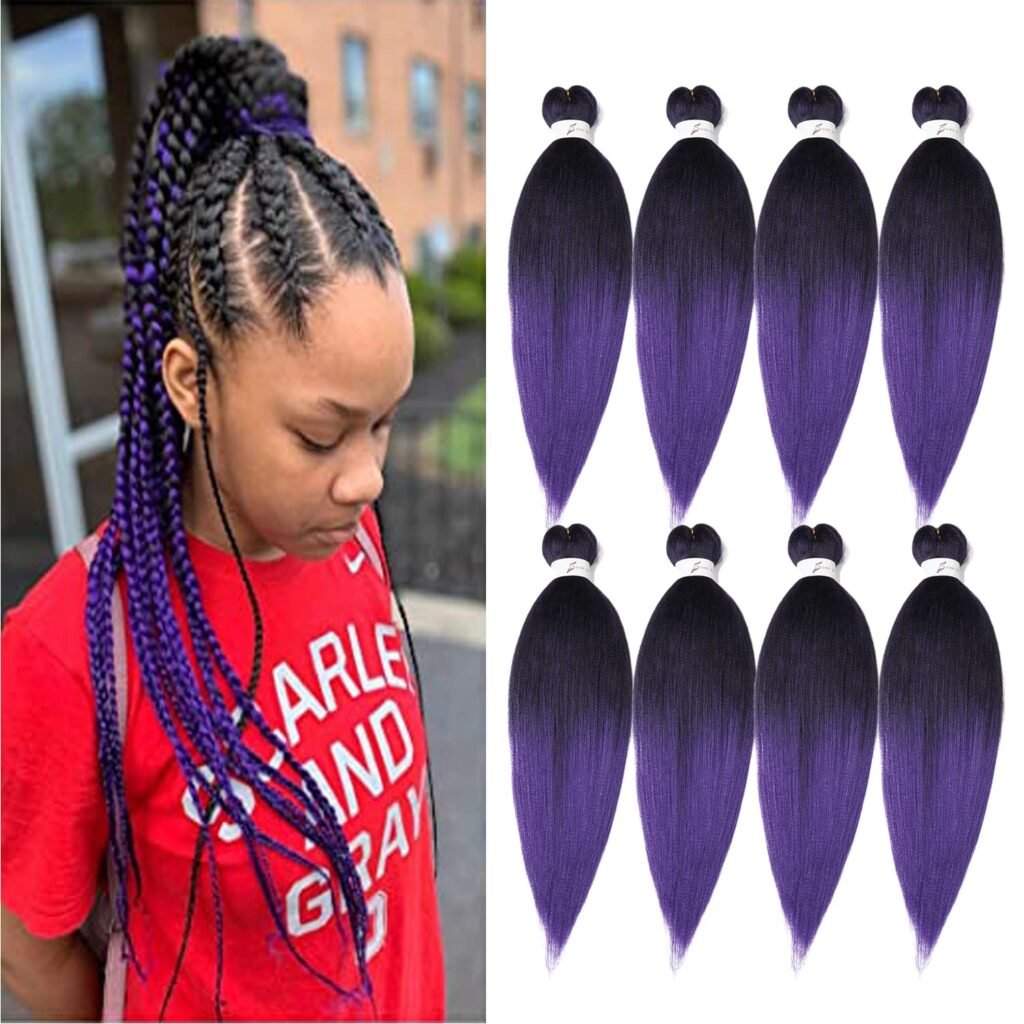 Braiding Hair Pre Stretched 24 Inch 8 Packs Ombre Professional Soft Yaki Texture, Itch Free, Hot Water Setting Extensions for Braids (24in,1B/30)
