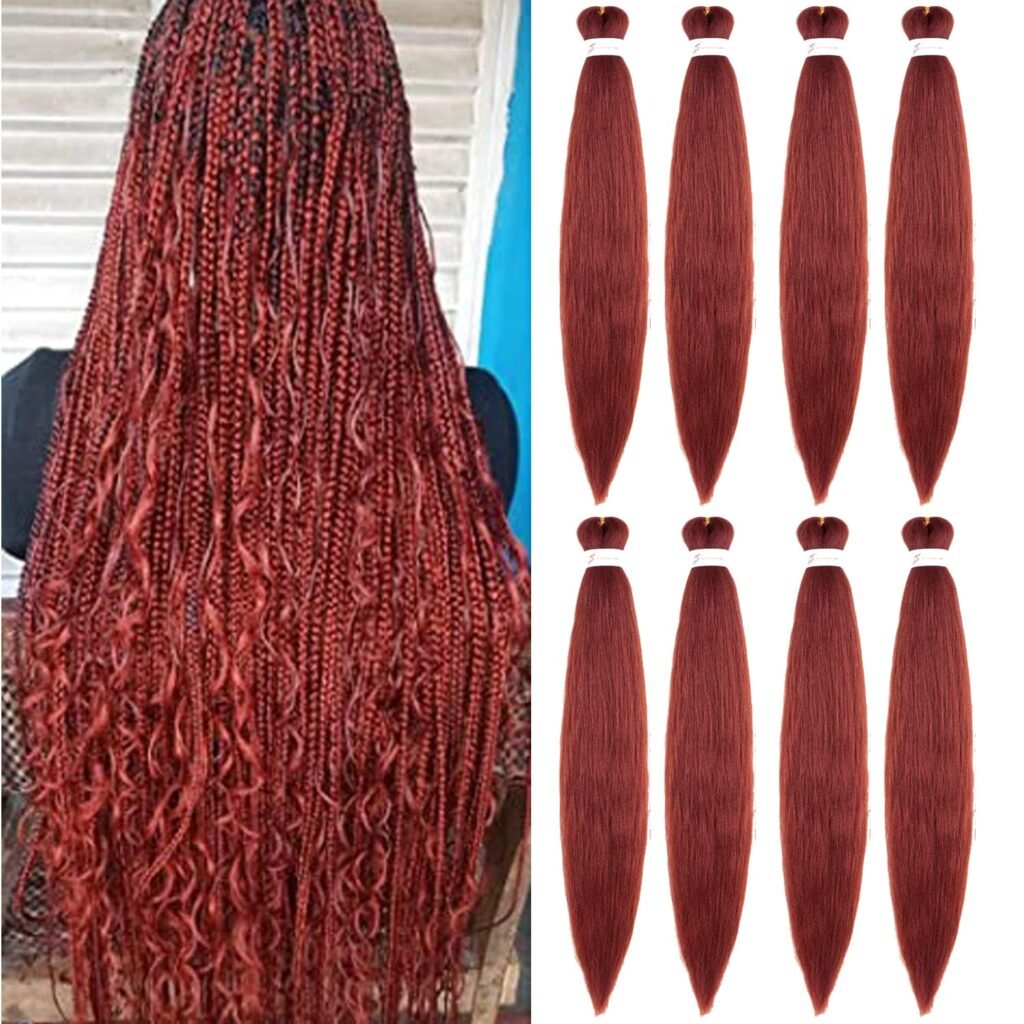 Braiding Hair Pre Stretched 24 Inch 8 Packs Ombre Professional Soft Yaki Texture, Itch Free, Hot Water Setting Extensions for Braids (24in,1B/30)