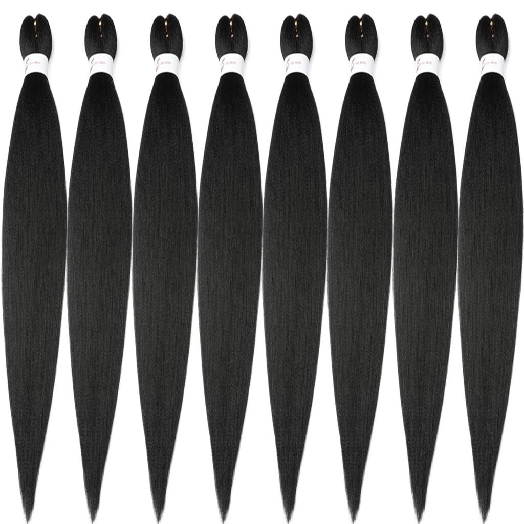 Braiding Hair Pre Stretched 24 Inch 8 Packs Ombre Professional Soft Yaki Texture, Itch Free, Hot Water Setting Extensions for Braids (24in,1B/30)