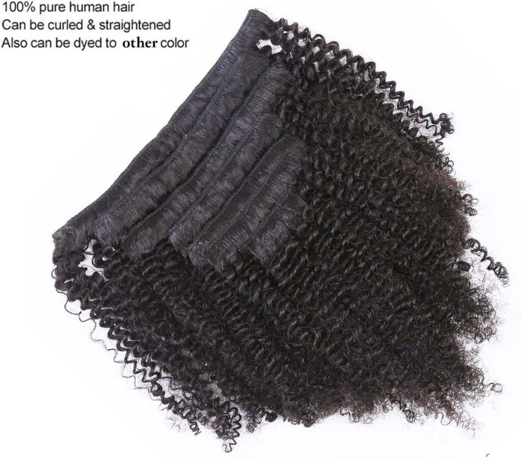 Brazilian Real Human Hair Clip in Extensions Afro Kinkys Curly Clip Ins Brazilian Double Weft Remy Hair African Americans Natural Virgin Hair 8A Full Head For Black Women 7pcs/set 120gram/set 16 Inch