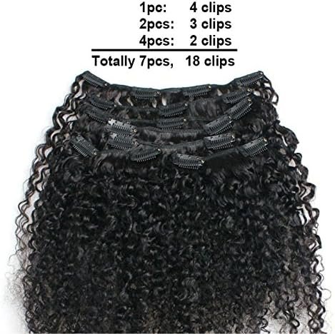 Brazilian Remy Virgin Hair Kinky Curly 3B 3C Natural Color African American Clip In Hair Extensions 120Gram 7Pcs/Set(14)