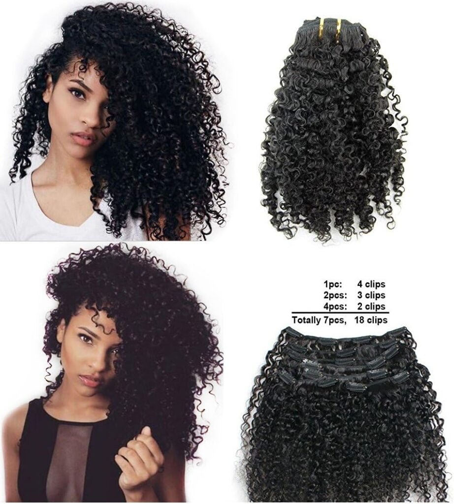 Brazilian Remy Virgin Hair Kinky Curly 3B 3C Natural Color African American Clip In Hair Extensions 120Gram 7Pcs/Set(14)
