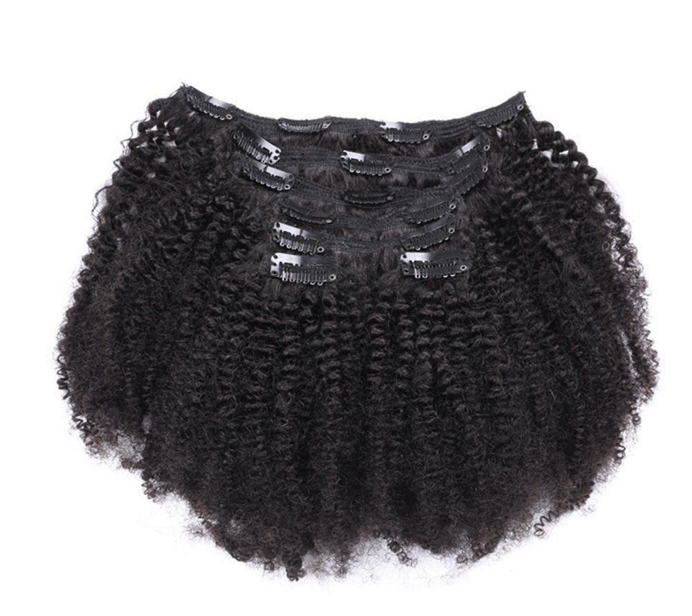 Brazilian Remy Virgin Hair Kinky Curly 3B 3C Natural Color African American Clip In Hair Extensions 120Gram 7Pcs/Set(16)