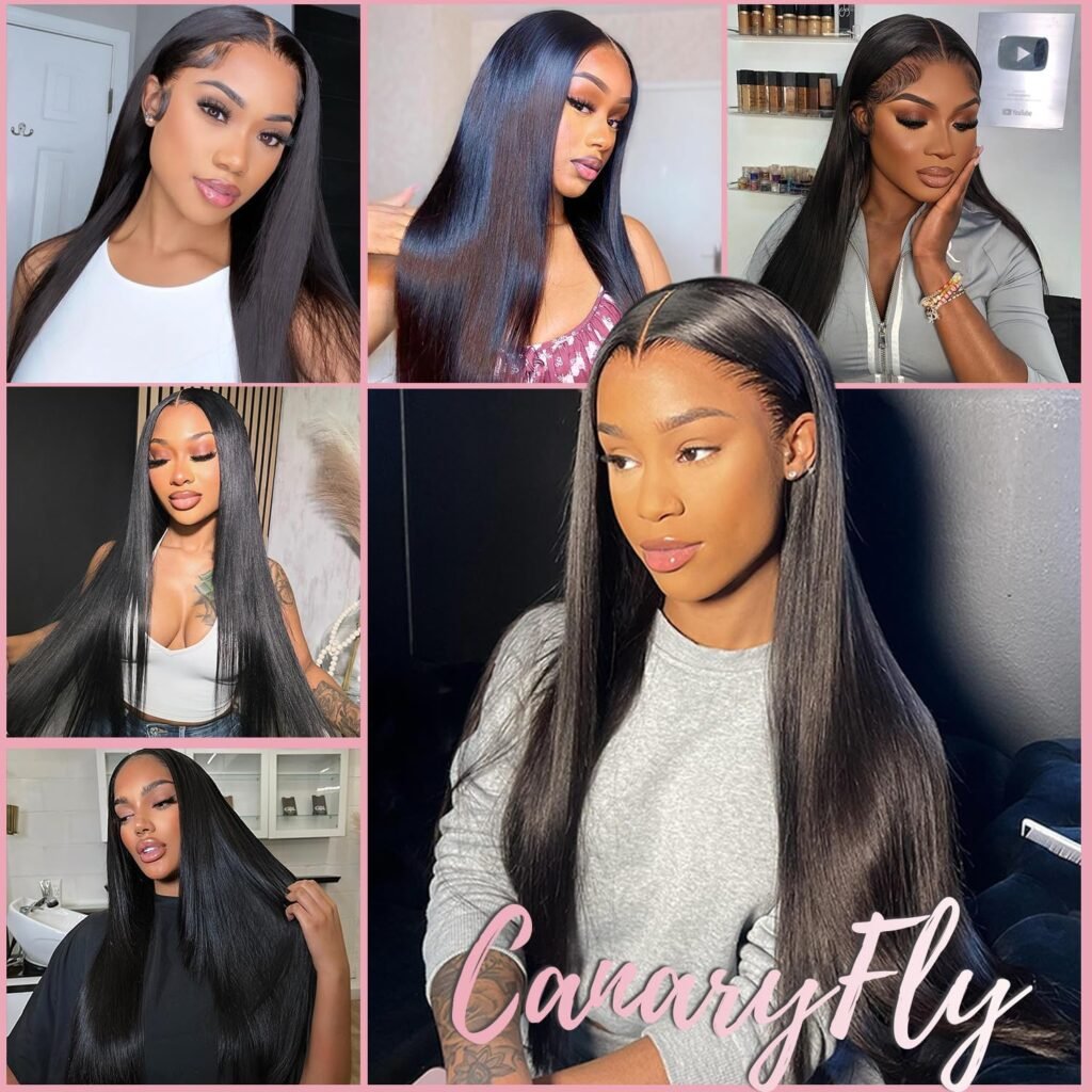 CanaryFly Clip in Hair Extensions for Black Women Clip in Hair Extensions Real Human Hair 100% Unprocessed Full Head Brazilian Virgin Hair Natural Black Color,10/Pcs with 24Clips,150Gram (20inch)