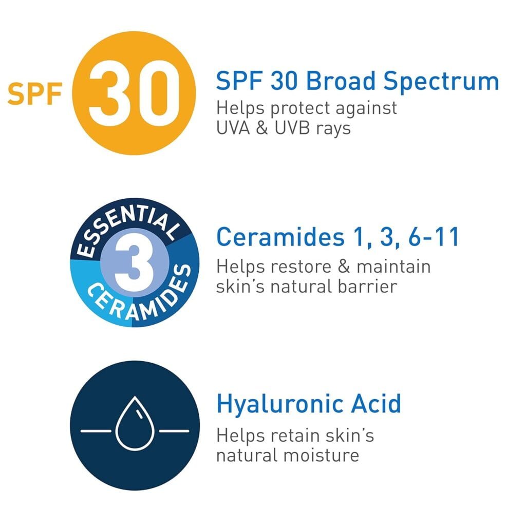 CeraVe Ultra-Light Moisturizing Lotion With SPF 30| Daily Face Moisturizer with SPF | Formulated with Hyaluronic Acid  Ceramides | Broad Spectrum SPF | Oil Free | Matte Finish | 1.7 Ounce