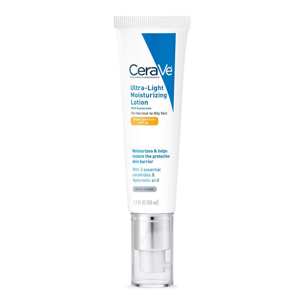 CeraVe Ultra-Light Moisturizing Lotion With SPF 30| Daily Face Moisturizer with SPF | Formulated with Hyaluronic Acid  Ceramides | Broad Spectrum SPF | Oil Free | Matte Finish | 1.7 Ounce