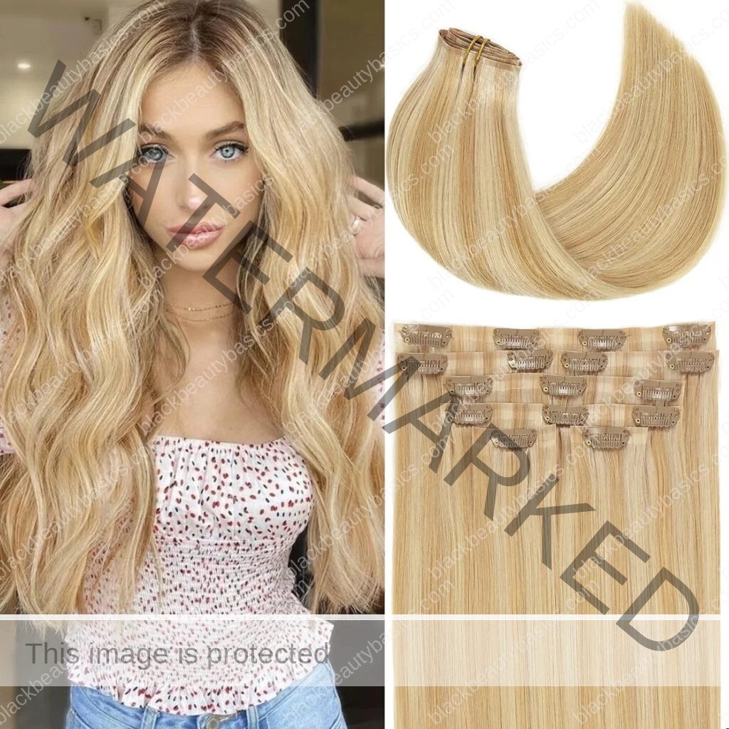 Clip in Hair Extensions 100% Remy Human Hair New Technology PU Weft Seamless Hair Extensions Natural Straight Light Golden Brown Mixed With Platinum Blonde Piano #12/60A 14inch 110gram 7pcs Clip in Hair Extensions 100% Remy Human Hair New Technology PU Weft Seamless Hair Extensions Natural Straight Light Golden Brown Mixed With Platinum Blonde Piano #12/60A 14inch 110gram 7pcs