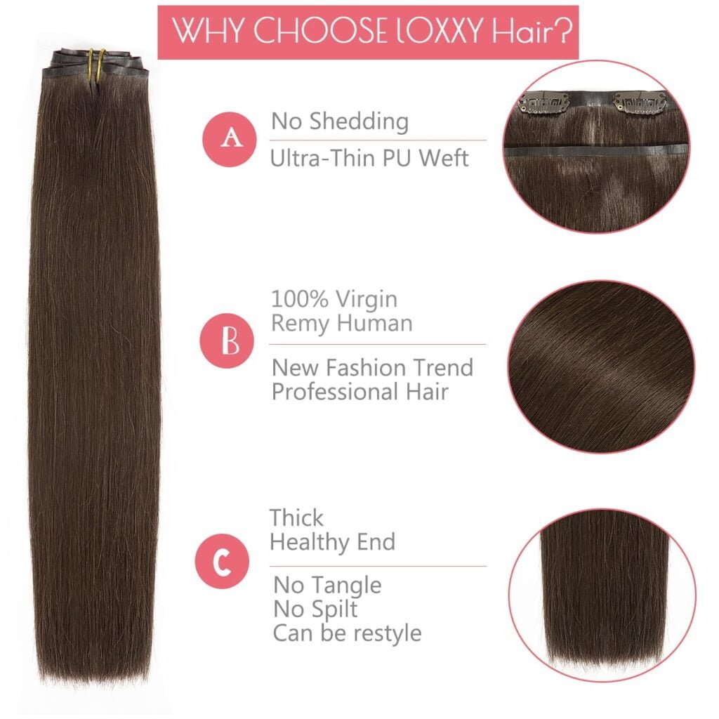 Clip in Hair Extensions 100% Remy Human Hair New Technology PU Weft Seamless Hair Extensions Natural Straight Light Golden Brown Mixed With Platinum Blonde Piano #12/60A 14inch 110gram 7pcs