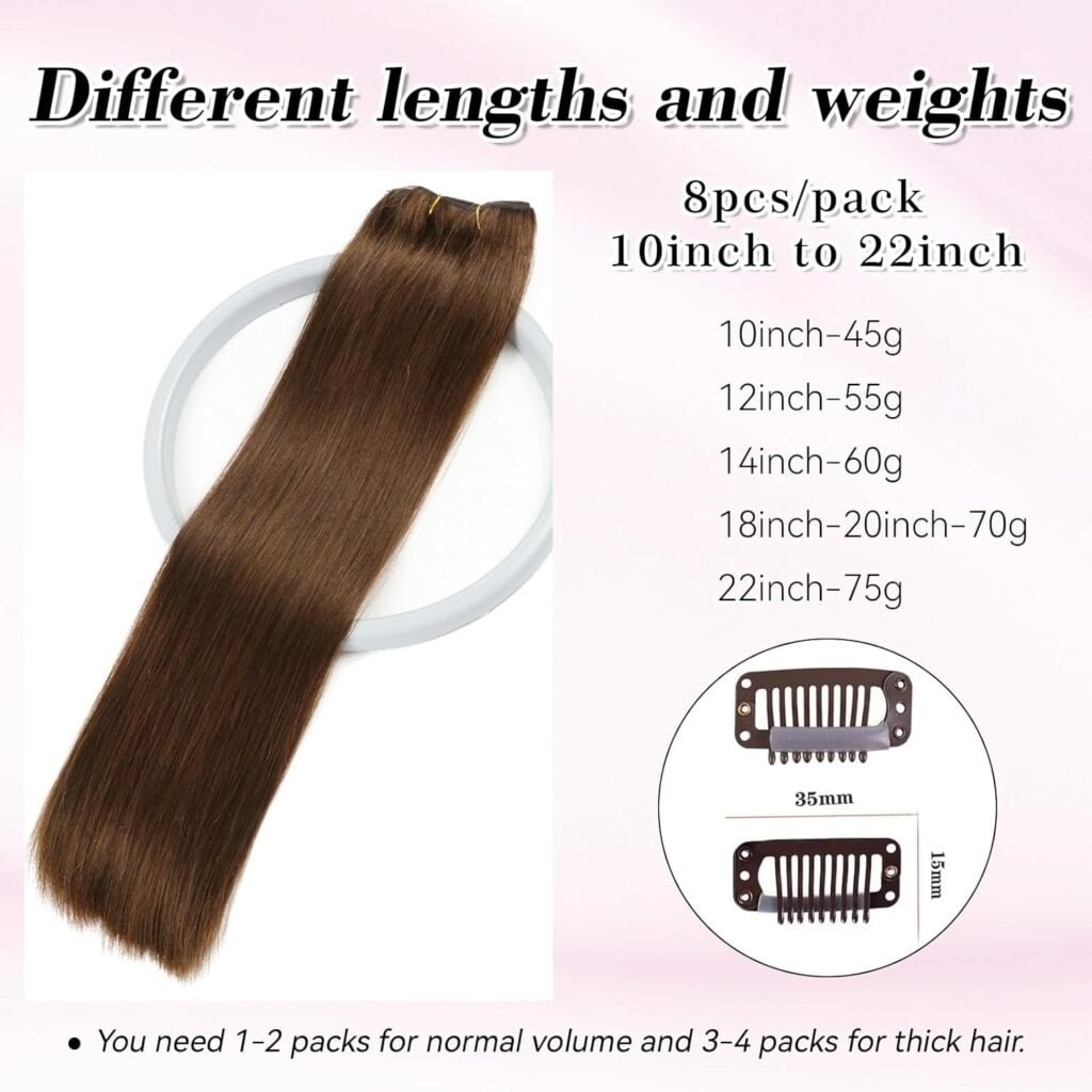 Clip in Hair Extensions 100% Remy Virgin Real Human Hair Natural Black 8pcs for Women Double Weft Clips in Straight Soft Hair No Tangles 16inch Natural Black