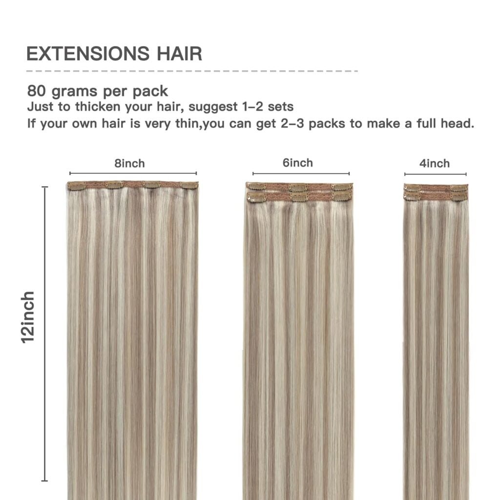 Clip in Hair Extensions Chestnut Brown Balayage to Platinum Blonde Mix Brown Real Human Hair Medium Brown Ombre Hair Extensions Remy Human Hair Clip in Extensions 14Inch 7Pcs 105g