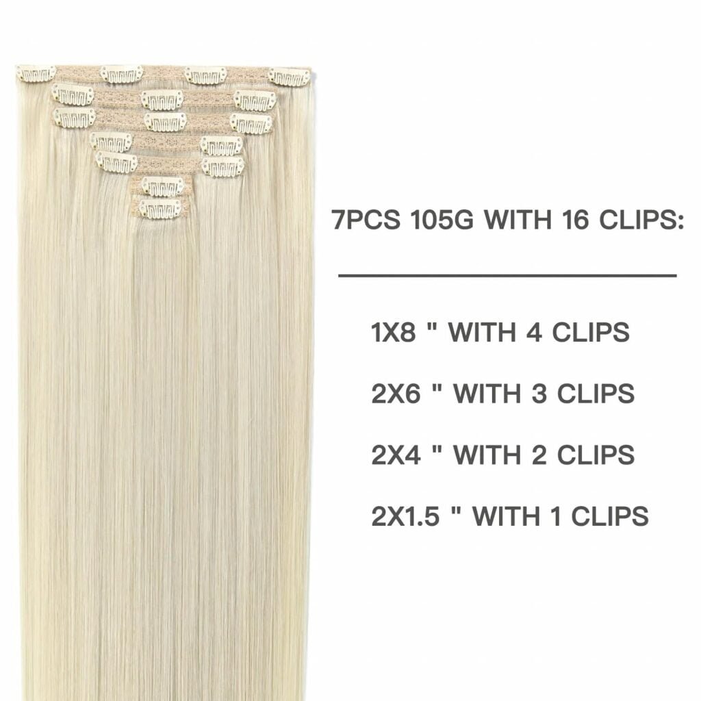 Clip in Hair Extensions Chestnut Brown Balayage to Platinum Blonde Mix Brown Real Human Hair Medium Brown Ombre Hair Extensions Remy Human Hair Clip in Extensions 14Inch 7Pcs 105g