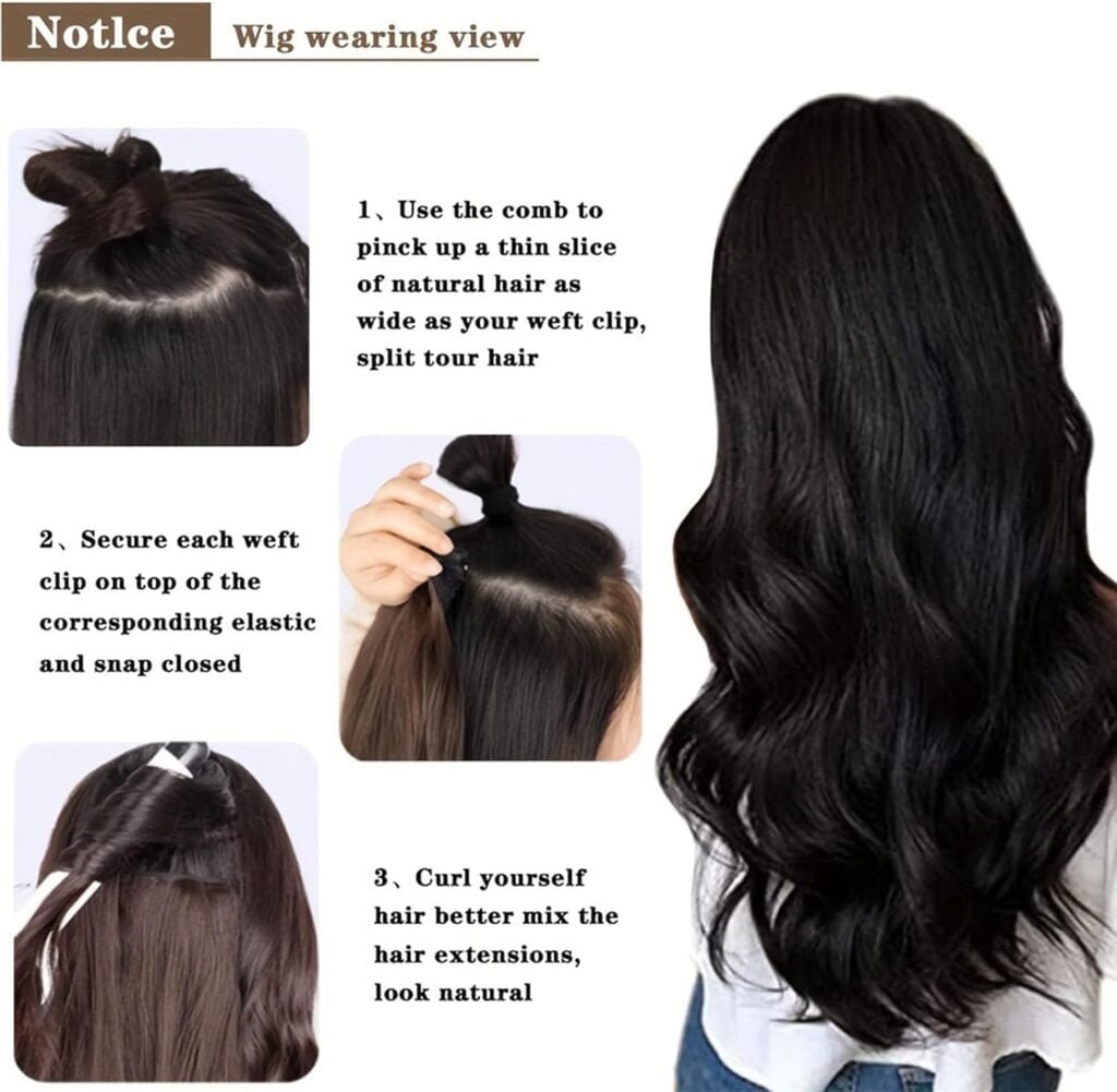 Clip-in Hair Extensions for Women, Soft  Natural, Handmade Real Human Hair Extensions, 6pcs 140g Curly Hair-1B#