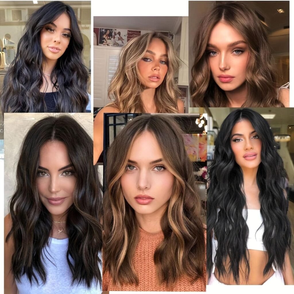 Clip-in Hair Extensions for Women, Soft  Natural, Handmade Real Human Hair Extensions, 6pcs 140g Curly Hair-1B#