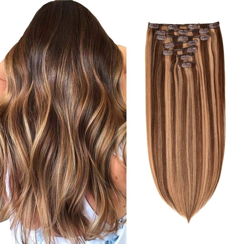 Clip in Hair Extensions Real Human Hair 14 Inch Darkest Brown #2 Color Double Weft 100% Remy Human Hair Thick Long Soft Silky Straight 4pcs 10clips for Women 60grams