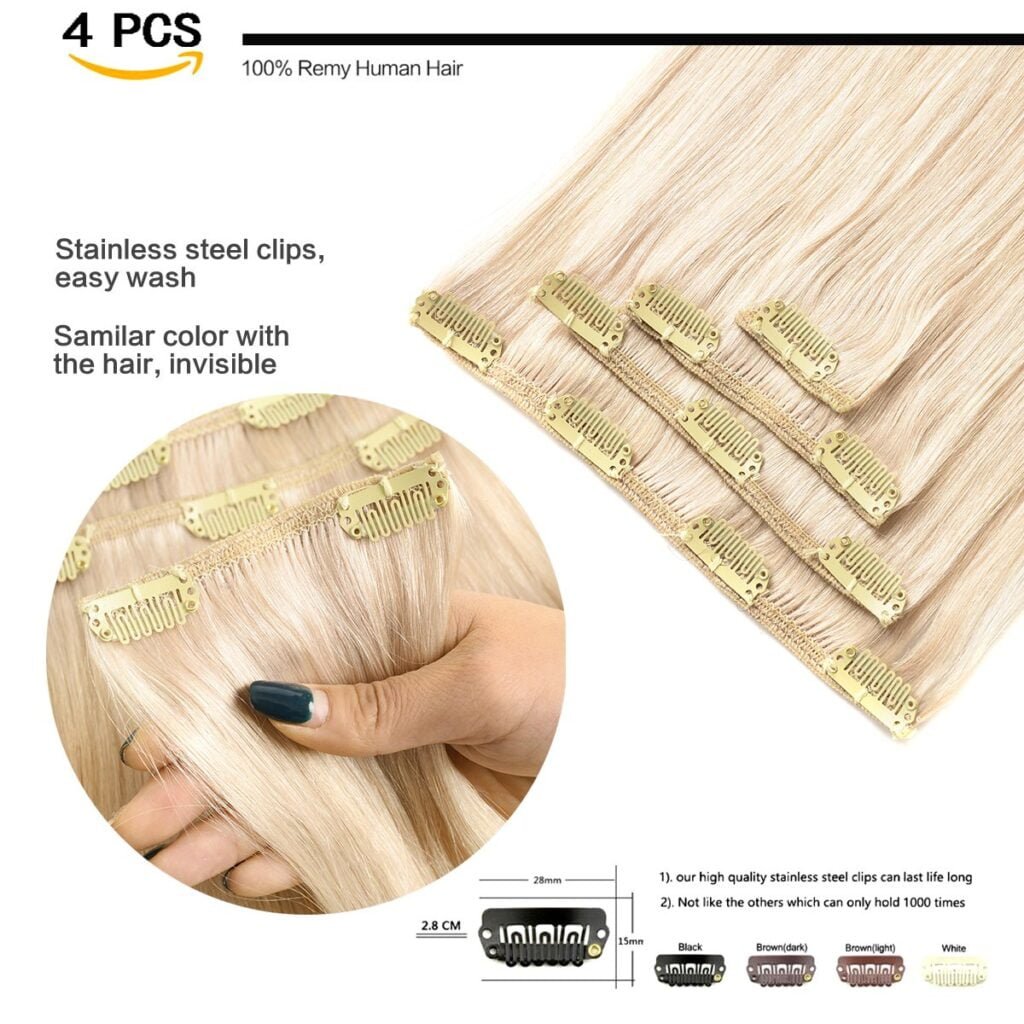 Clip in Hair Extensions Real Human Hair 14 Inch Darkest Brown #2 Color Double Weft 100% Remy Human Hair Thick Long Soft Silky Straight 4pcs 10clips for Women 60grams