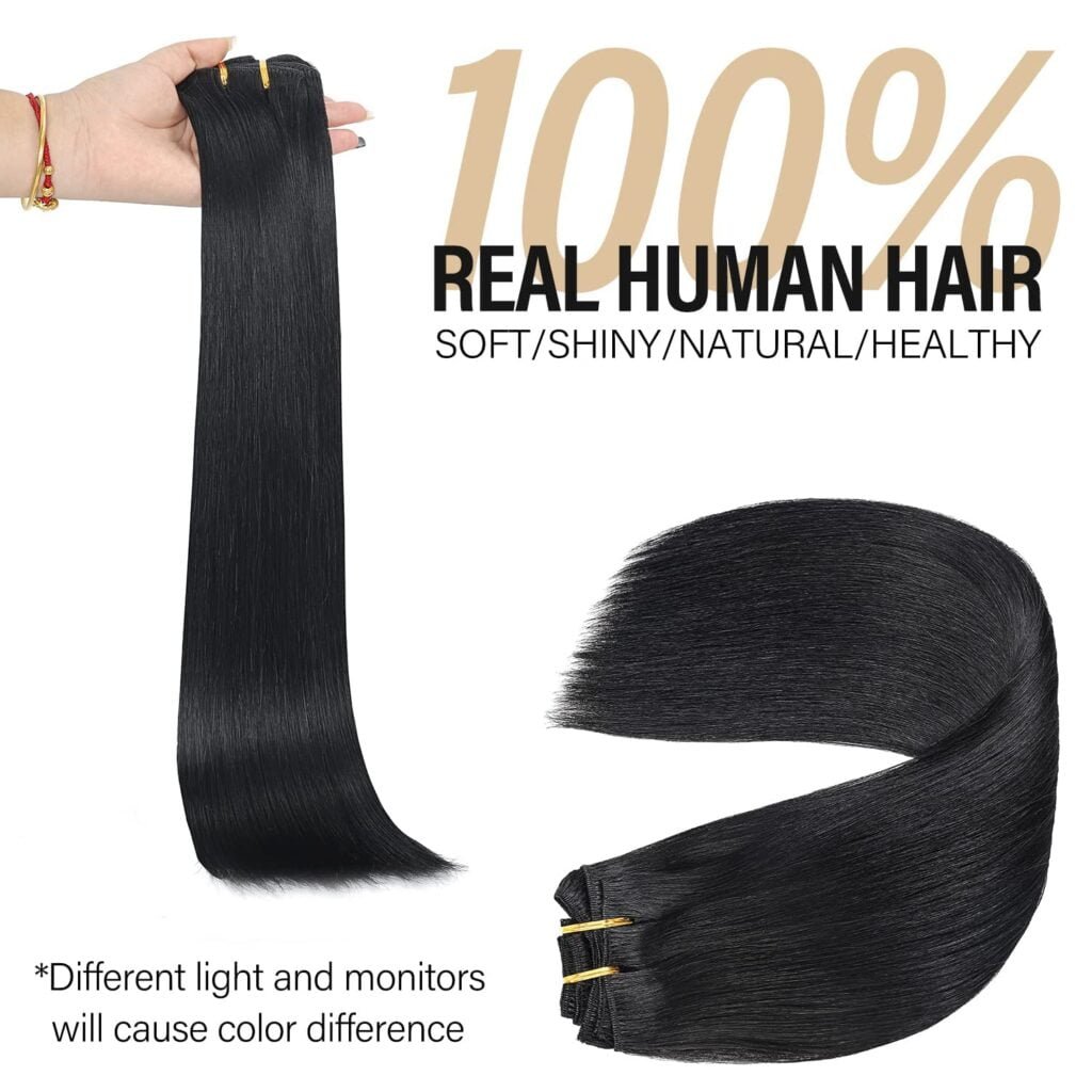 Clip in Hair Extensions Real Human Hair, 140g 7pcs Human Hair Clip in Hair Extensions Burgundy Red, Hair Extensions Real Human Hair Clip ins 16 Inch Straight Double Weft