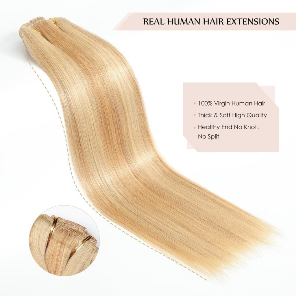 Clip in Hair Extensions Real Human Hair, 140g 7pcs Human Hair Clip in Hair Extensions Burgundy Red, Hair Extensions Real Human Hair Clip ins 16 Inch Straight Double Weft