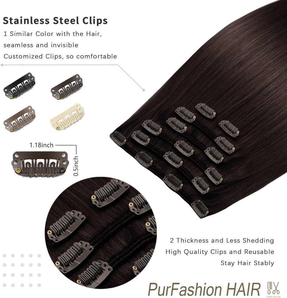 Clip in Hair Extensions Real Human Hair 70g 18inch 7pcs Dark Brown Clip in Hair Extensions Real Human Hair Straight Thick Natural Remy Hair Extensions Clip for Women