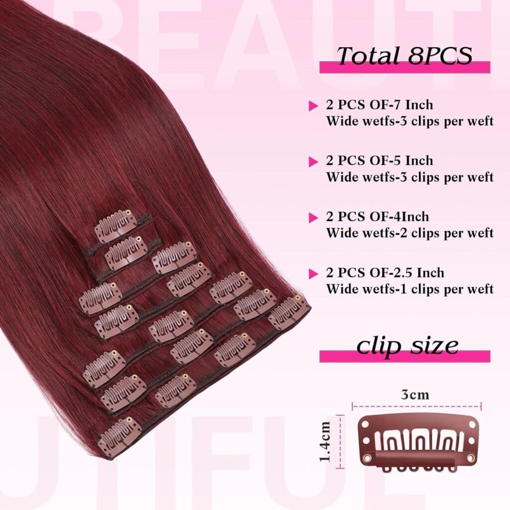 Clip in Hair Extensions Real Human Hair 8pcs 75g with 18Clips Clip in 100% Human Hair Extensions Brazilian Virgin Human Hair Dark Brown/Blonde Double Weft Human Hair Clip in Extensions 22Inch 4P27