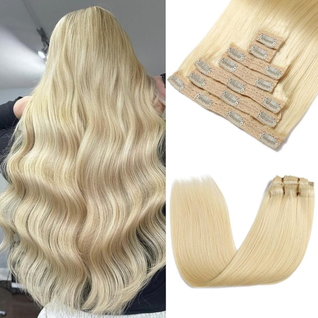 Clip in Hair Extensions Real Human Hair, Hair Extensions Real Human Hair Clip ins Natural Black 7pcs Straight, Premium Soft Remy Human Hair Clip in Extensions for Women (#1B 16 Inch)