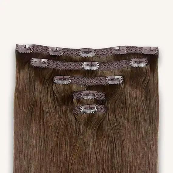 Clip-In Human Hair Extensions - 100% Real Remy Lush Hair - Natural, Silky  Straight Discreet Clip in Extensions - Blend Easy into Natural Hair - 5 Piece Set, in Rich Mocha (100g / 20 inch)