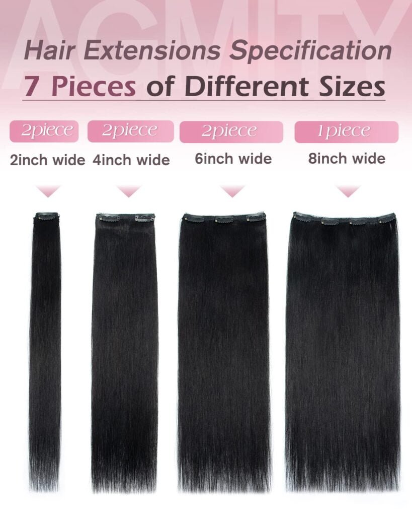 Clip in Human Hair Extensions Remy Human Hair 16 inches Darkest Brown 120 Gram 7 Pieces Seamless Double Weft Straight Real Hair Extensions Clip in Human Hair(16 inches #2 Darkest Brown)