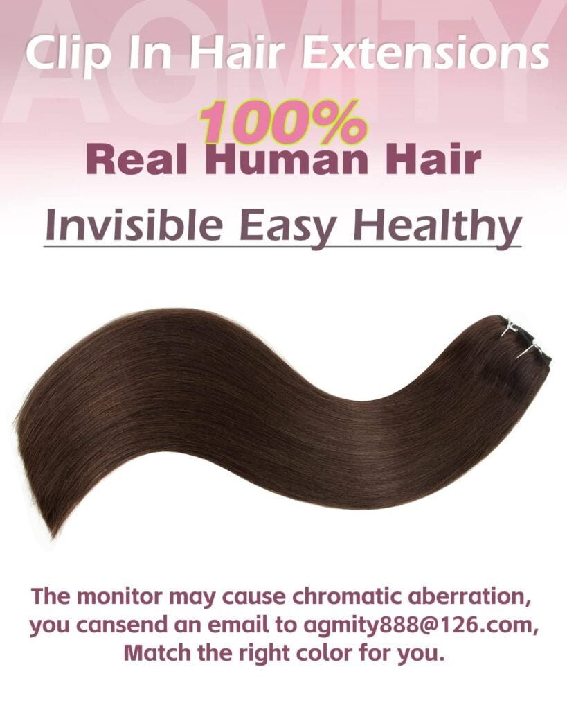 Clip in Human Hair Extensions Remy Human Hair 16 inches Darkest Brown 120 Gram 7 Pieces Seamless Double Weft Straight Real Hair Extensions Clip in Human Hair(16 inches #2 Darkest Brown)