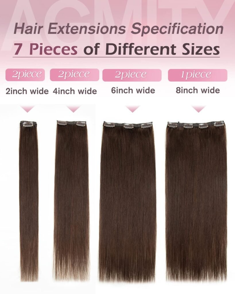 Clip in Human Hair Extensions Remy Human Hair 16 inches Darkest Brown 120 Gram 7 Pieces Seamless Double Weft Straight Real Hair Extensions Clip in Human Hair(16 inches #2 Darkest Brown)