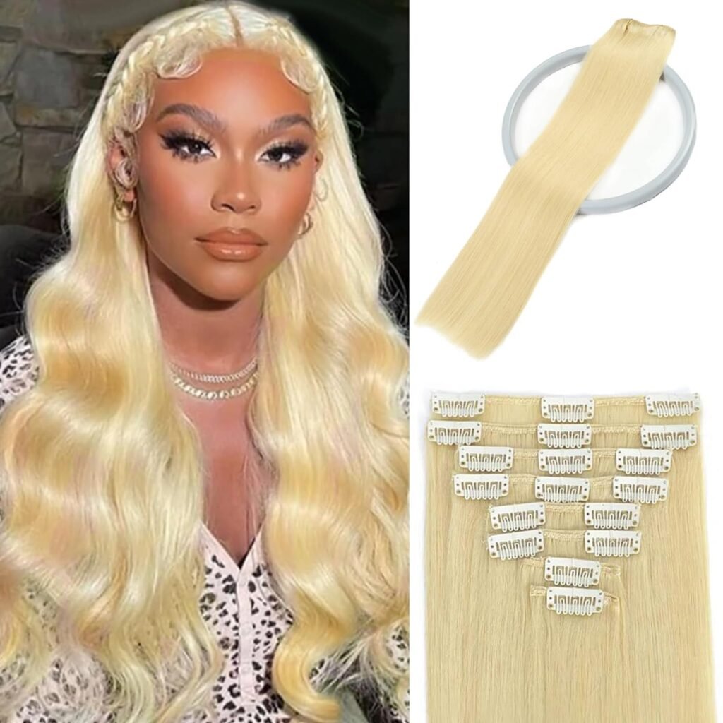Clip-In Jet Black Straight Brazilian Remy Hair Extensions - 8pcs Double Weft, 100% Real Human Hair, 18Inch