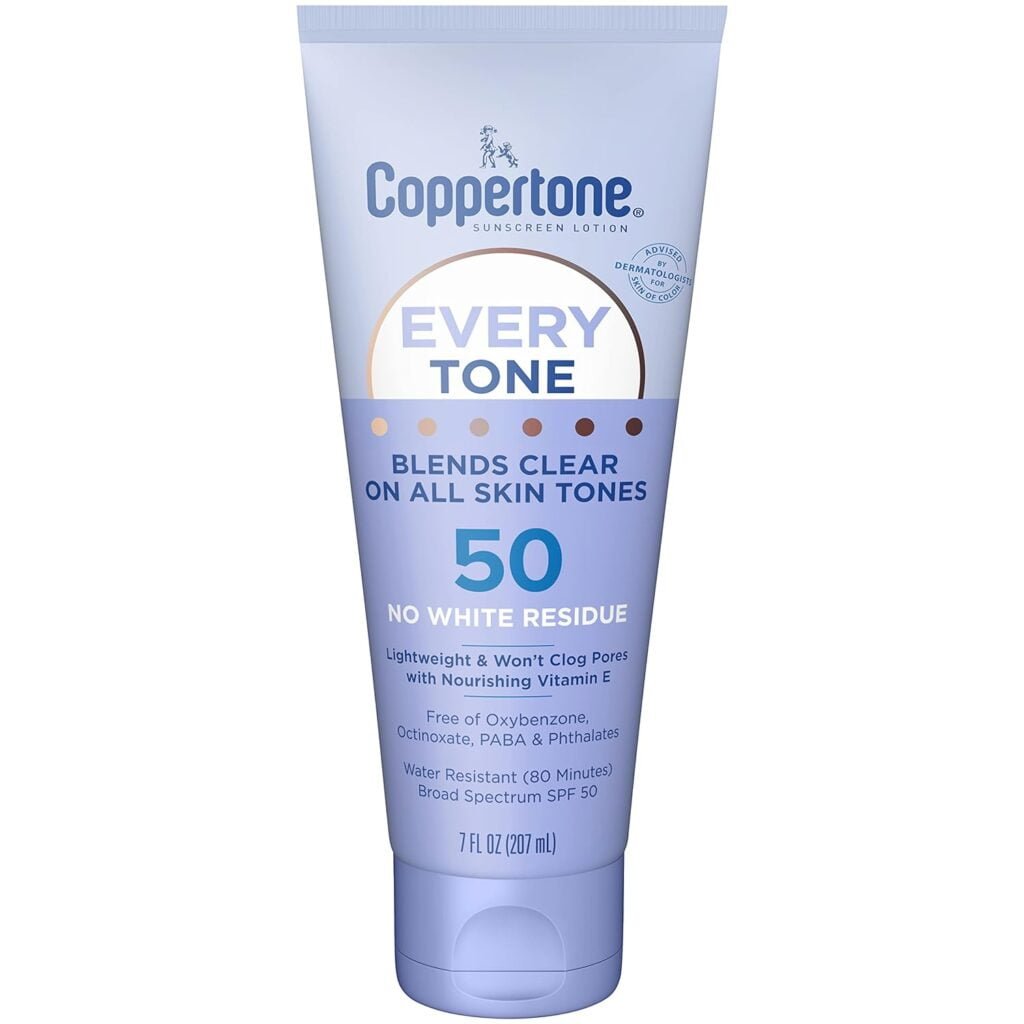 Coppertone Every Tone SPF 50 Sunscreen Lotion, Body  Face Sunscreen Lotion, 7 fl oz
