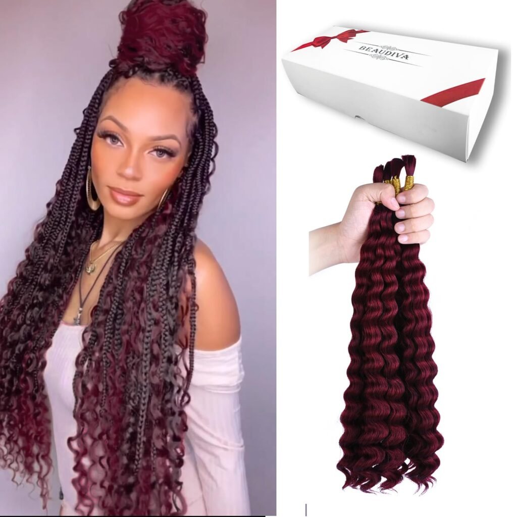 Deep Bulk Human Hair Braiding Hair Boho Human Braiding Hair Wet And Wavy Human Braiding Hair For Micro Braids No Weft Deep Wave Bulk Human Hair Extension For Boho Braids (18 Inch-100g, Black)
