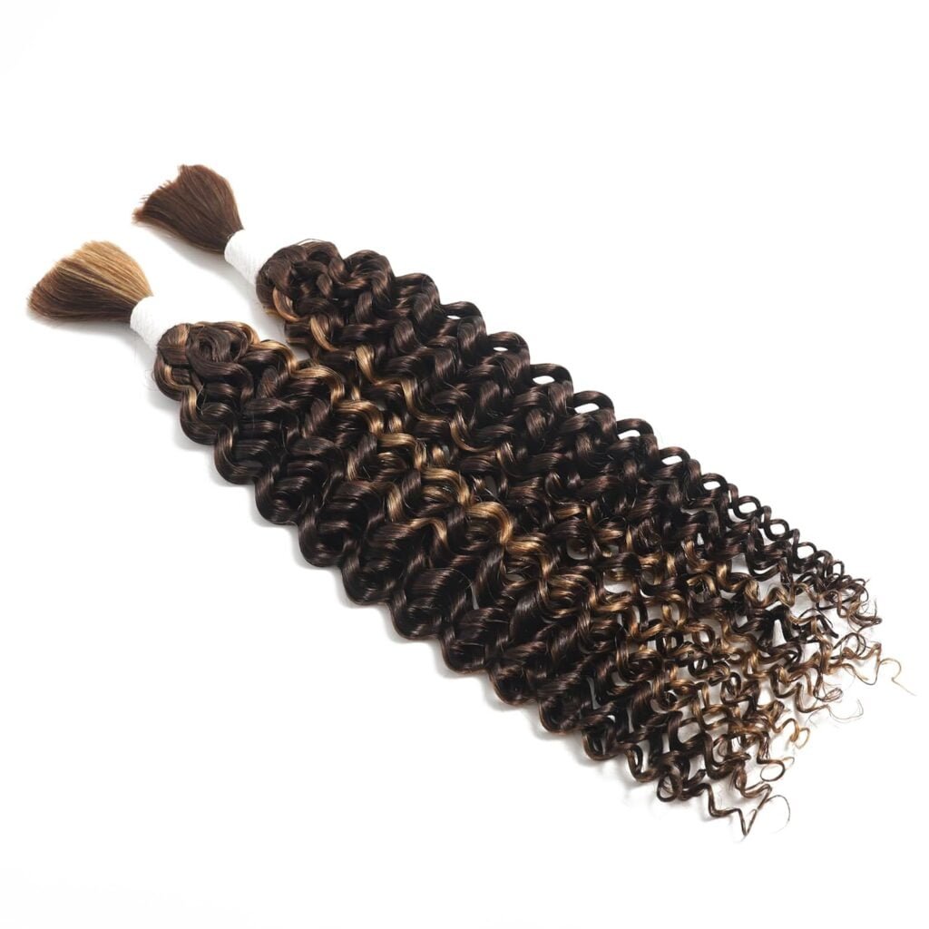 Deep Wave Bulk Human Hair Braiding Hair 100 percent Human Hair Unprocessed Brazilian Virgin Hair for Human Hair Extensions 2 Braids Per of 1 pack 100g 20 Inch Human Hair for Micro braiding No Weft