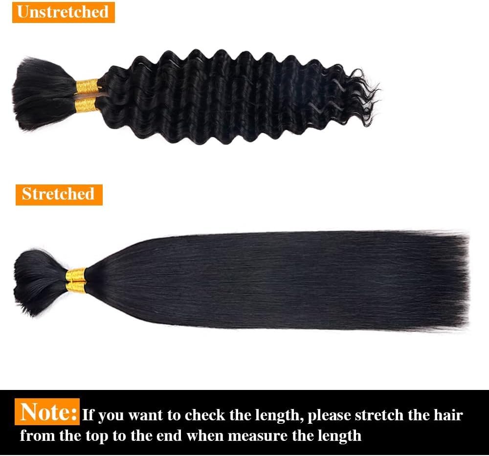 Deep Wave Bulk Human Hair For Braiding 100% Unprocessed Brazilian Virgin Human Hair Extensions Two Bundles Micro Braiding Human Hair 100g No Weft(18inch, Natural Black)