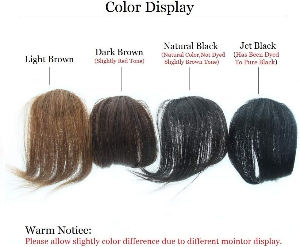 Dsoar Side Bangs Clip in Real Human Hair Bang Natural Clip on Straight Fringe Hair Extensions(Natural Black Color)