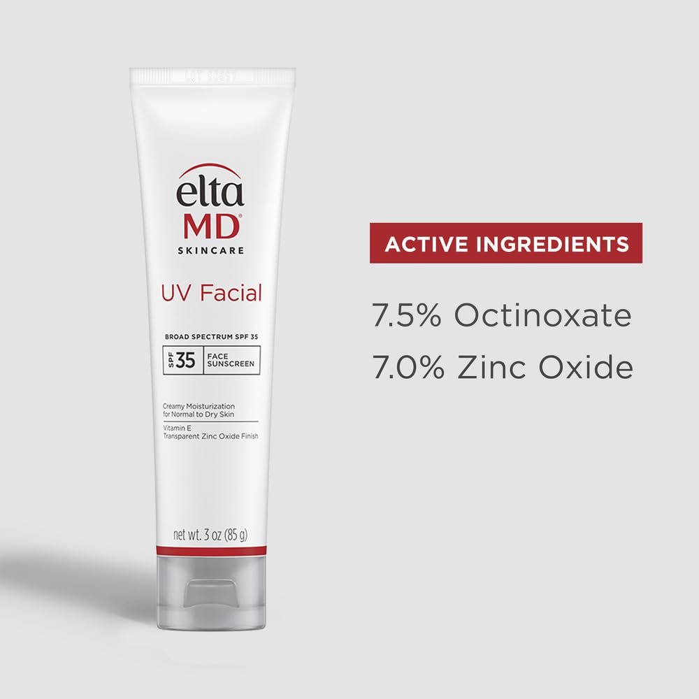 EltaMD UV Facial Sunscreen Moisturizer, SPF 30+ Moisturizing Sunscreen for Sensitive Skin and Dry Skin, Great for Boosting Skin Moisture and UV Protection, Formulated with Zinc Oxide, 3.0 oz Tube